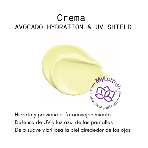 crema de aguacate para ojos avocado hydration uv shield mylottush